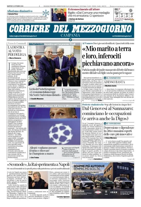 Prima-pagina-corriere del mezzogiorno-del-2026-10-13